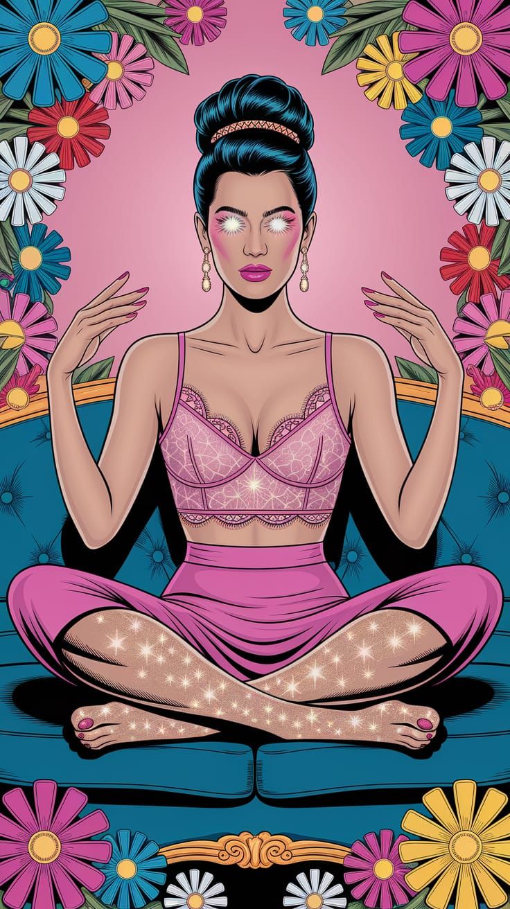 Woman in Pink Skirt: Pulp Comic Aesthetic