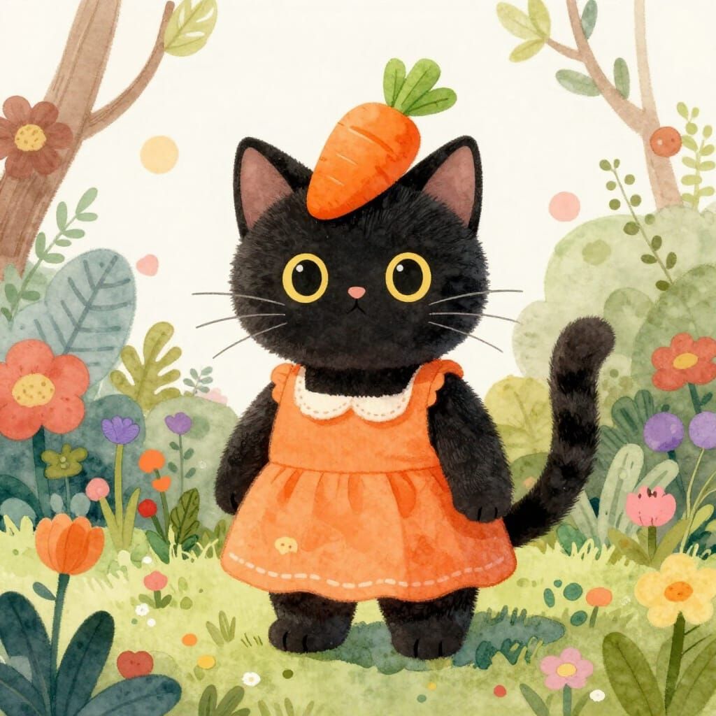 Cat in a carrot hat