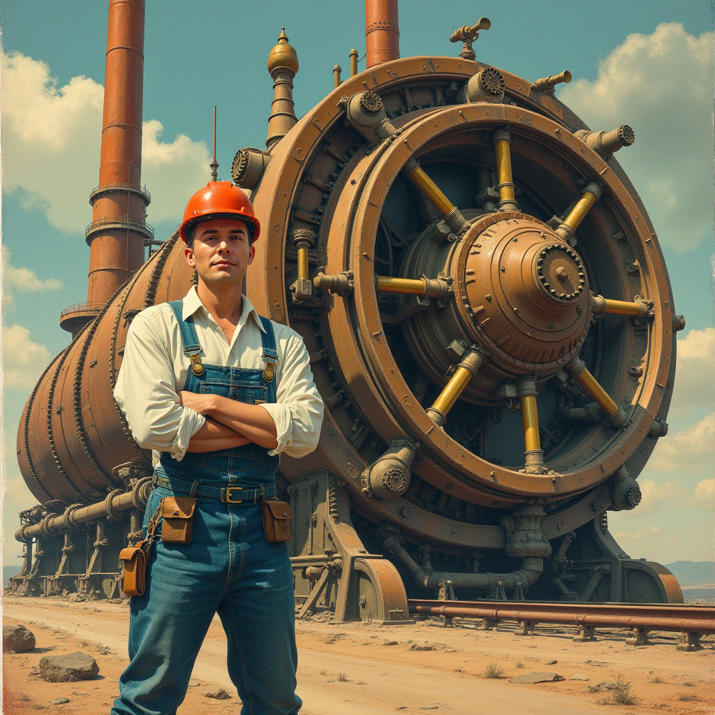 Steampunk Engine in Soviet Industrial Scene