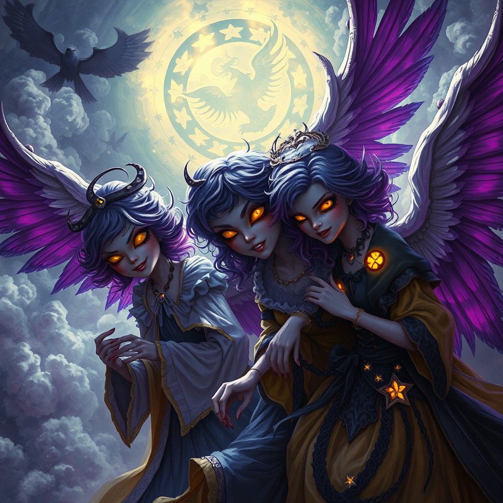 Angels with Tattered Wings in Dark Fantasy Style