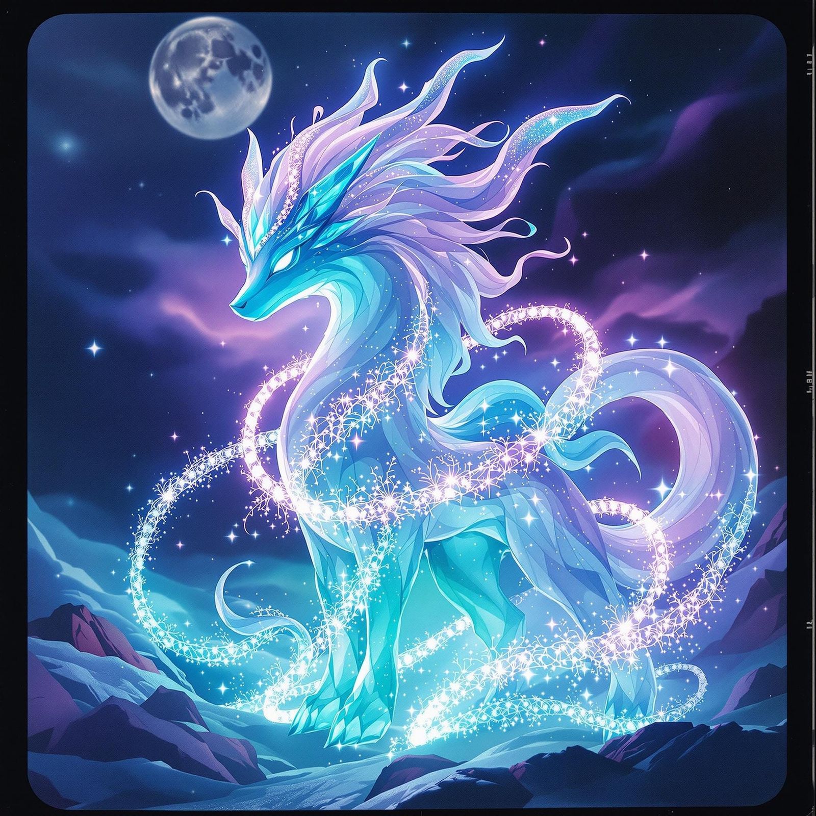Majestic Suicune in Vibrant, Moonlit Splendor