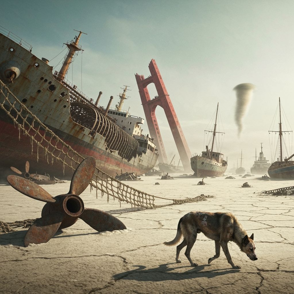 Lone Desert Dog in Epic Ship Graveyard