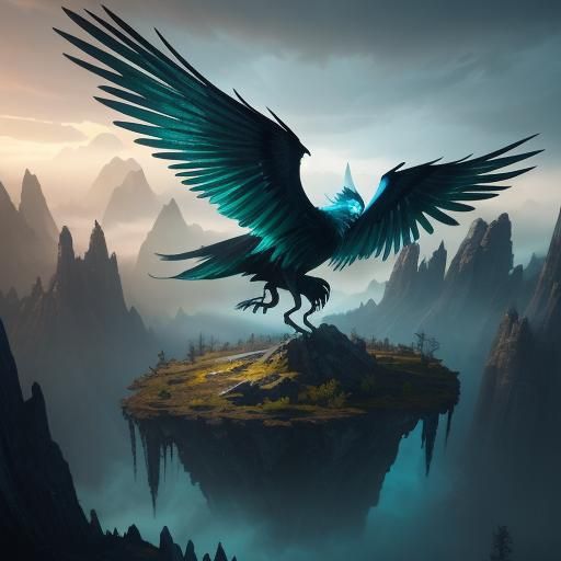 Mystical Xenops Overlooking Fantasy Forest