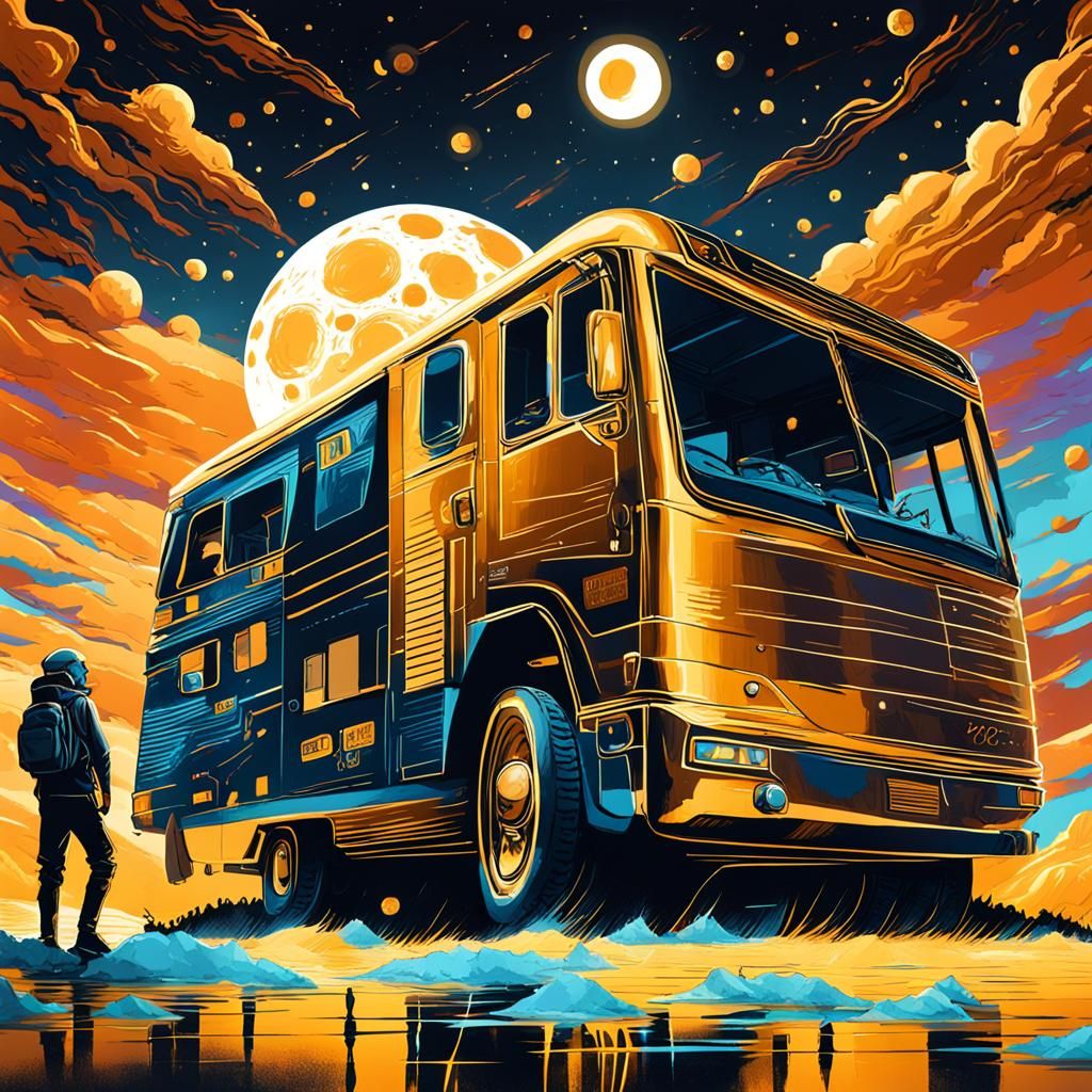 Golden Figure Silhouetted Against Lunar Eclipse