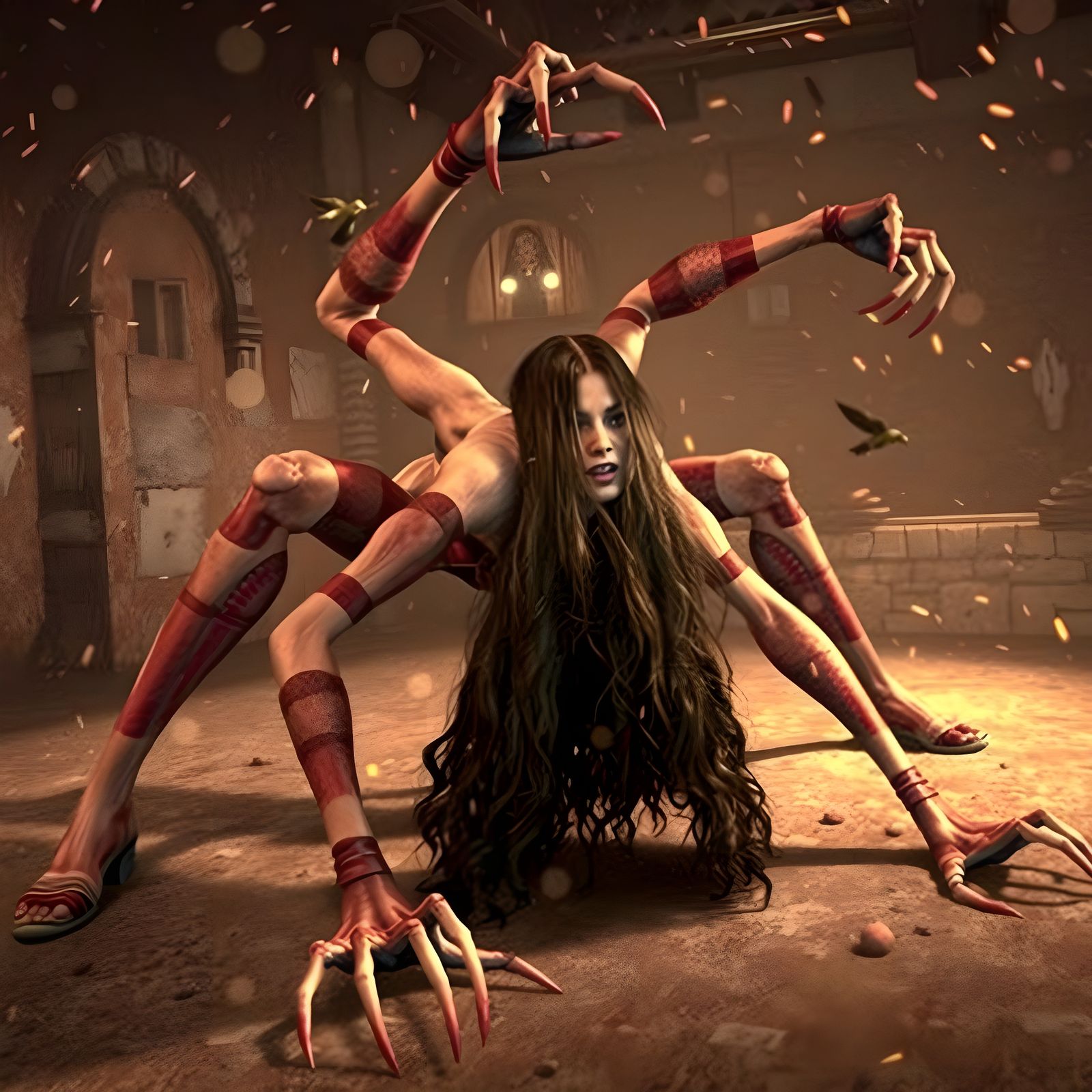 Ethereal Goddess in Arachnid Pose