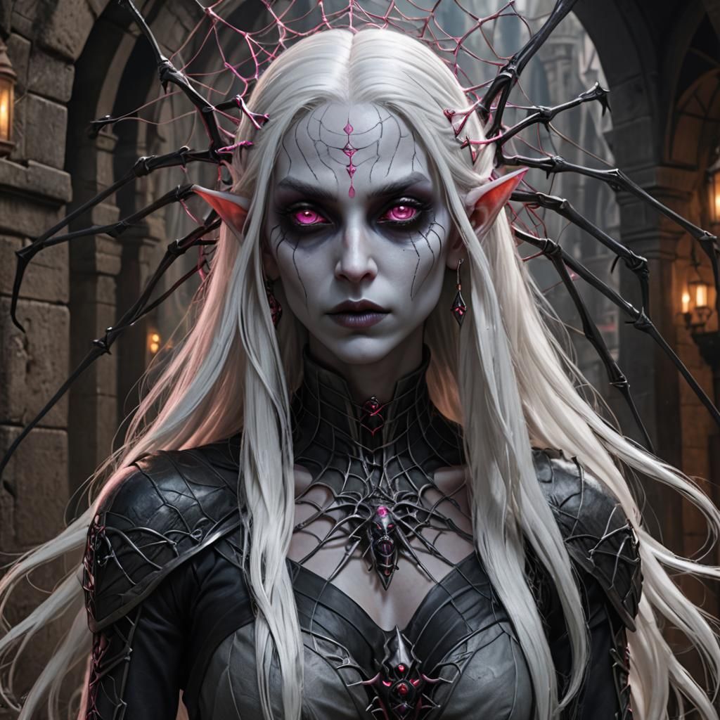 Drow Priestess of Lolth in Hyperreal Underground City