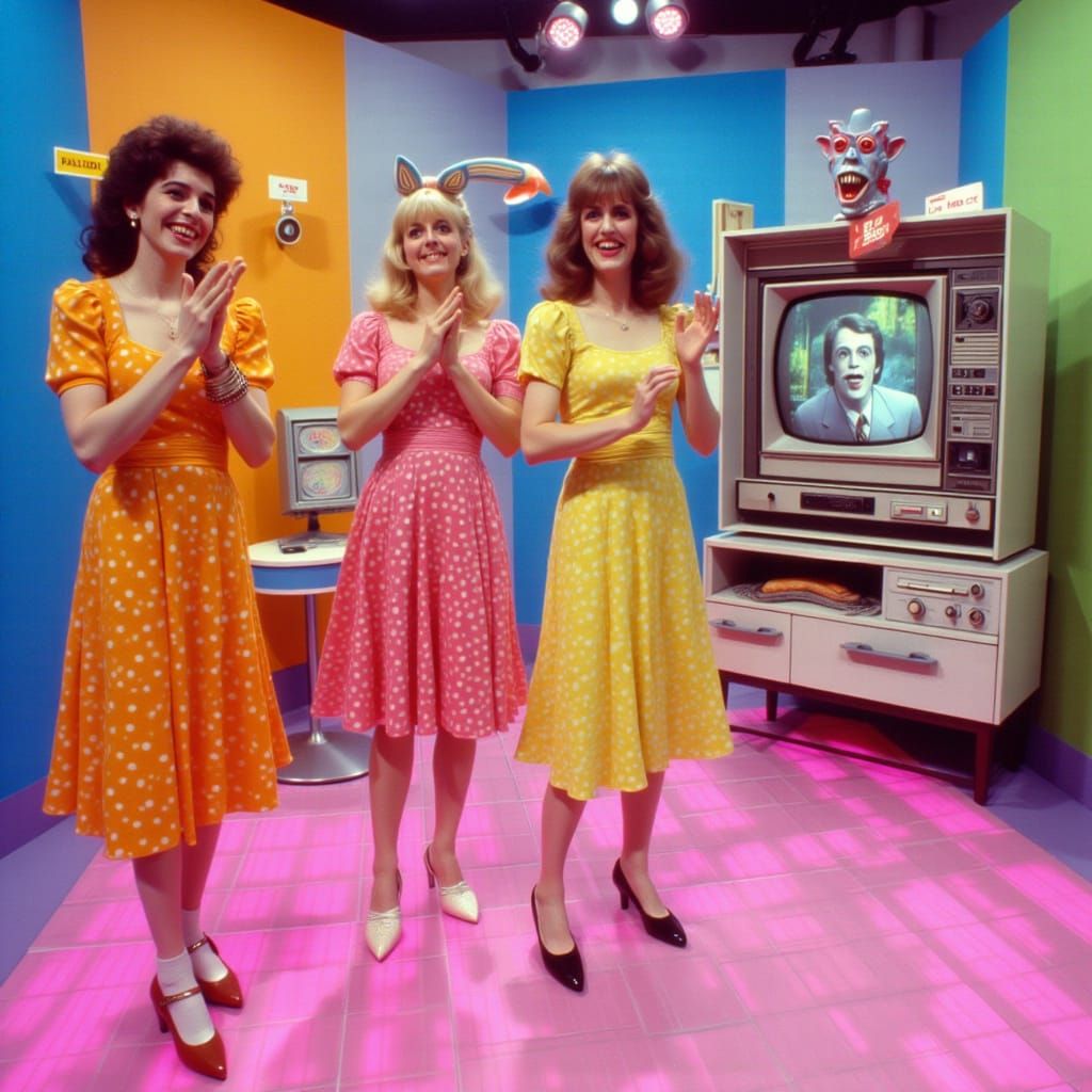 Engulfed by 80s Hostesses in Retrowave Dreamscape