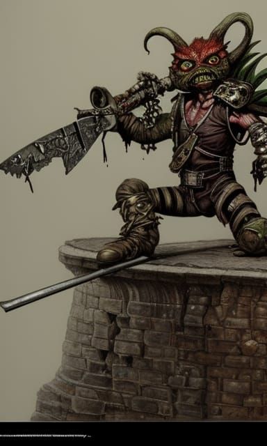 Goblinpunk Gremlin Gladiator in Post-Apocalyptic Colosseum