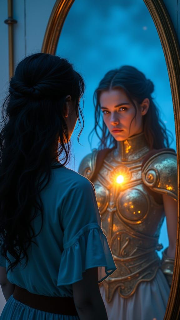 Woman Sees Shieldmaiden: Mystical Realism Meets Futurism