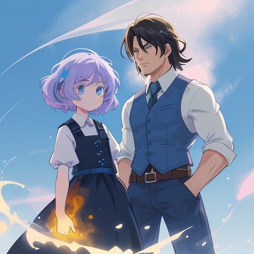 Vibrant Portrait of Woman and Man in Digital Art