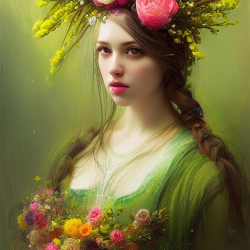 Virgo Zodiac Maiden in Psychedelic Digital Art