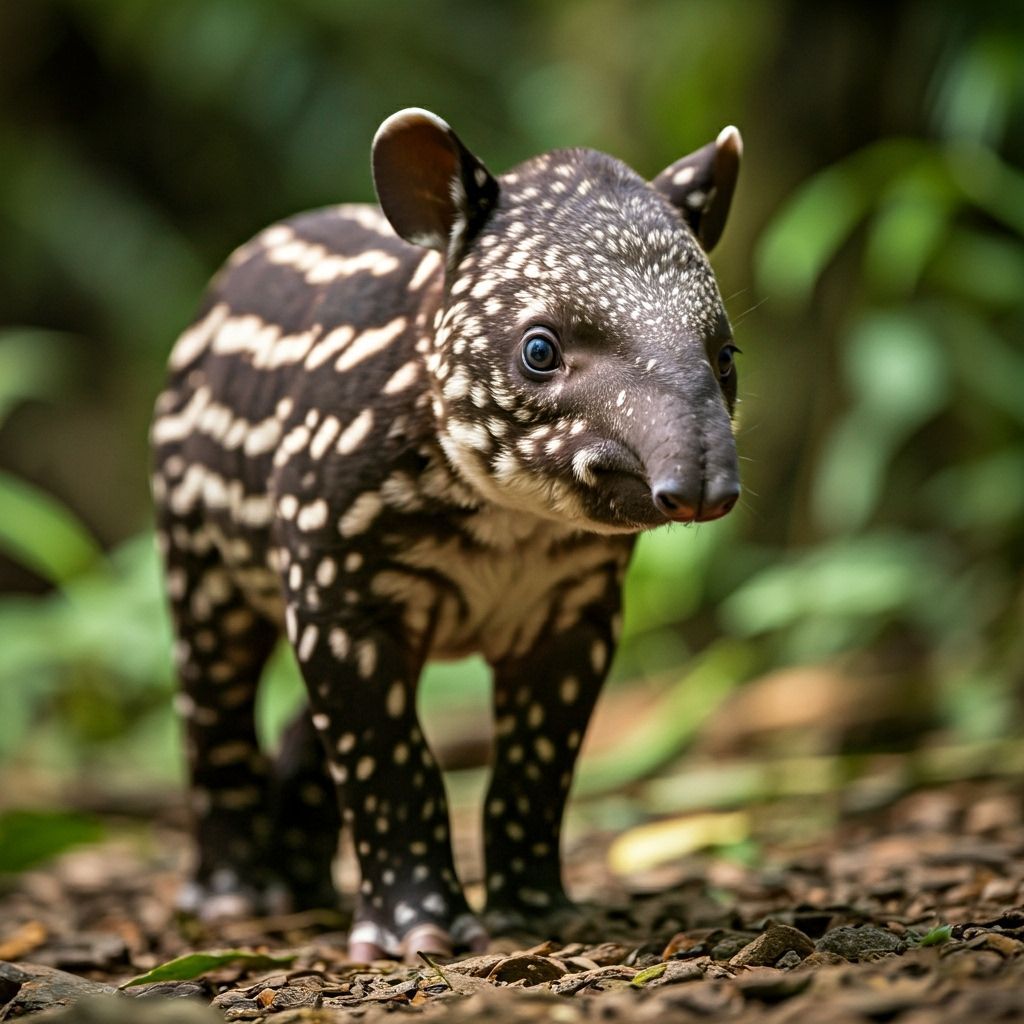 Adorable Baby Malayan Tapir in Realistic Jungle Photography