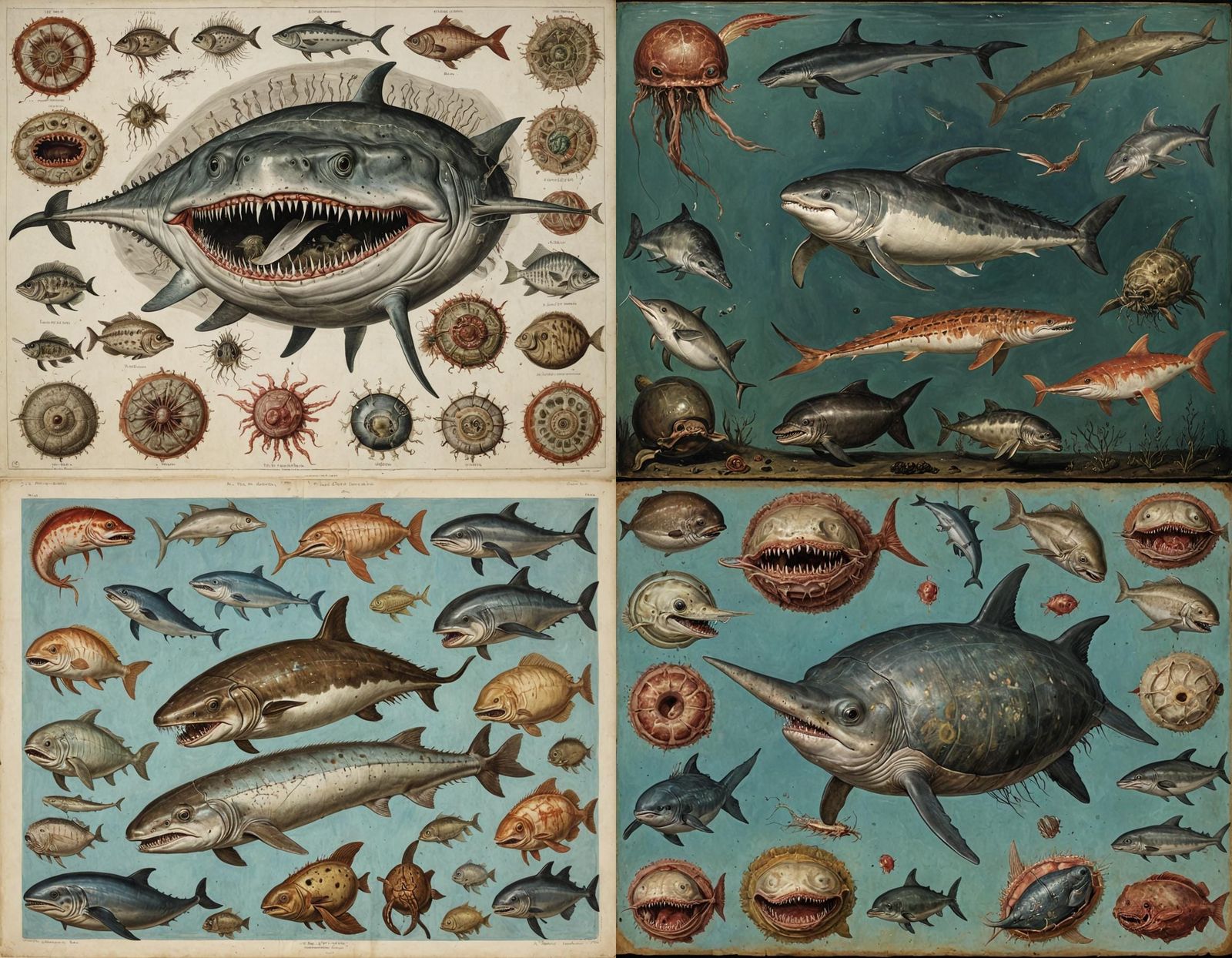 Surreal Underwater Hybrid Creature in Expressionist Style