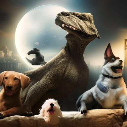 Pets Gaming at Night: Hyperrealistic 4K Image