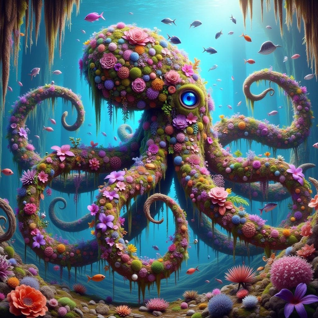 Enchanted Octopus in Coral Reef