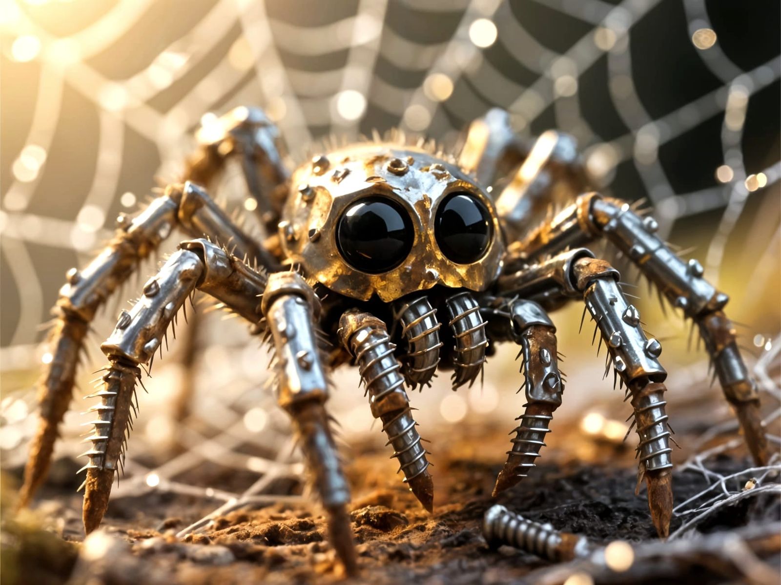 Photorealistic Tarantula Sculpture of Screws and Nails