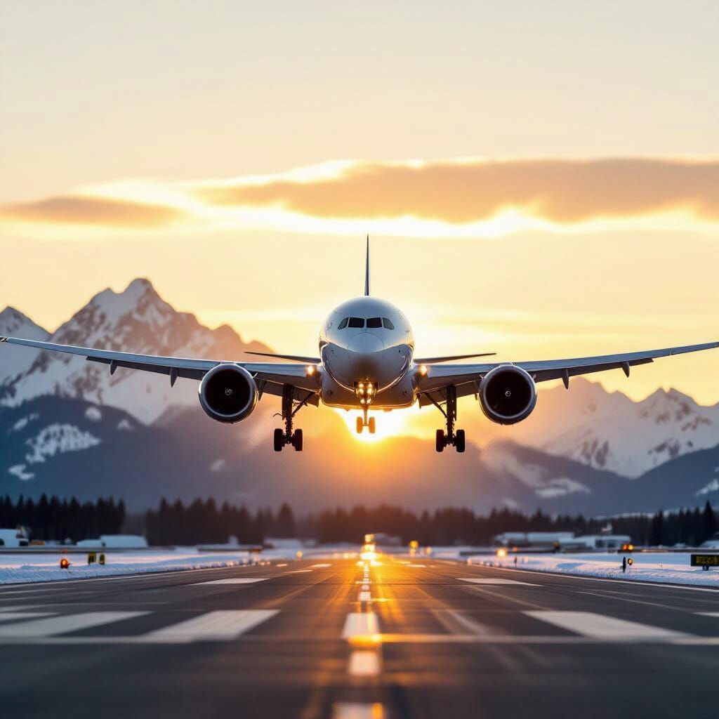Westjet 787-9 Lands at Calgary at Sunset