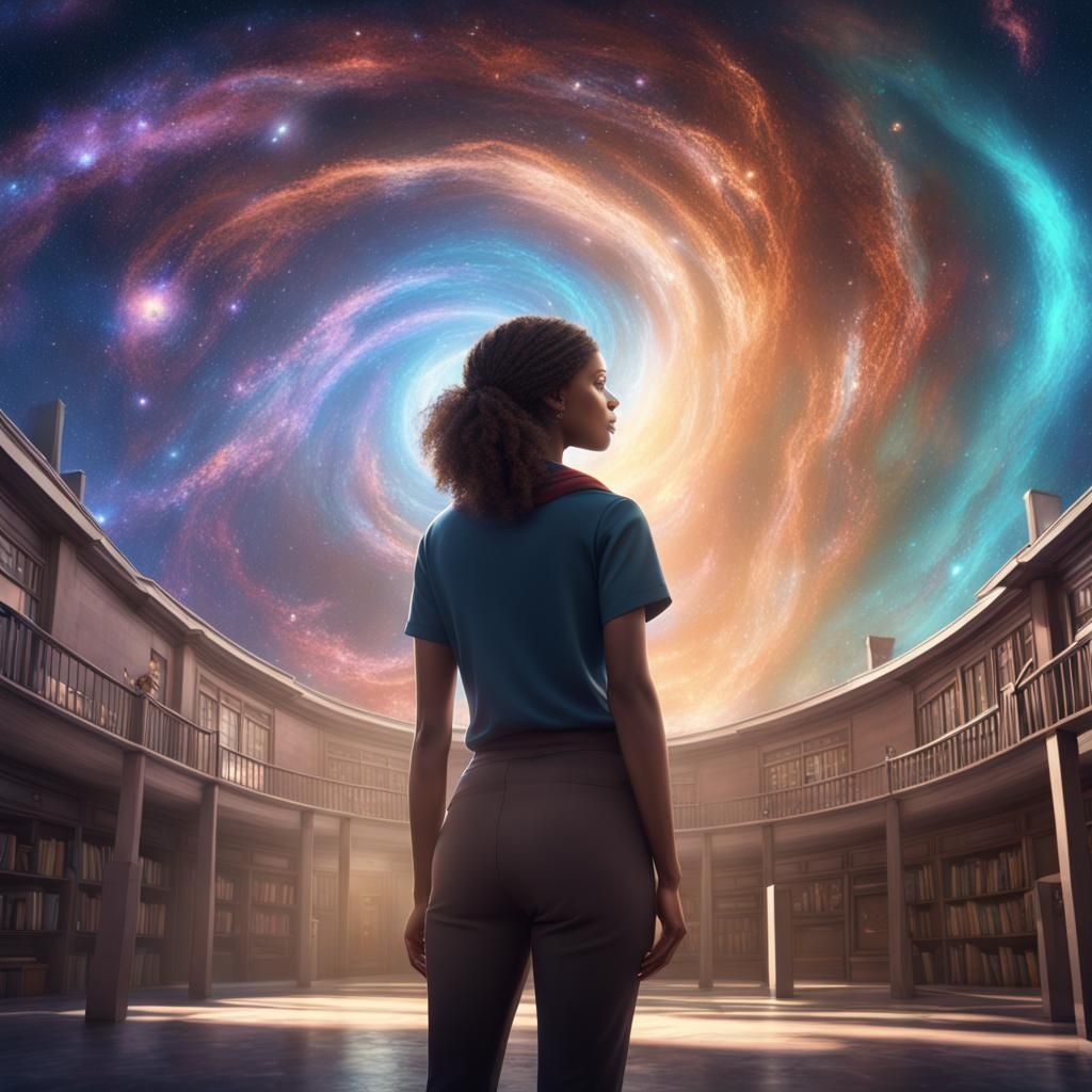 Teacher and Galaxy: Detailed Matte Painting