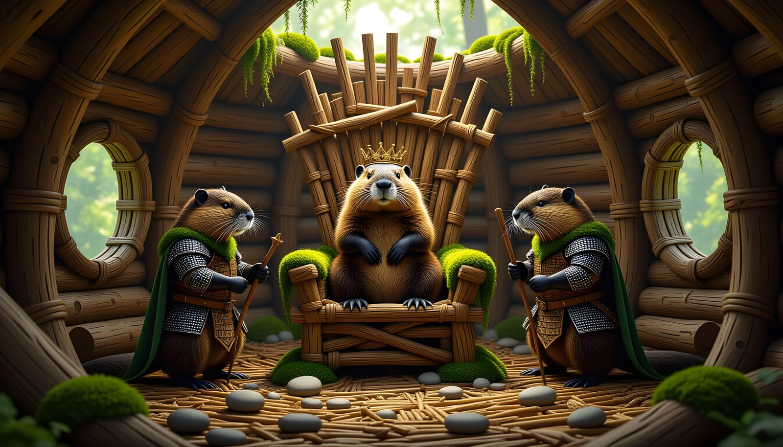 Beaver Queen's Majestic Lodge Interior Digital Painting