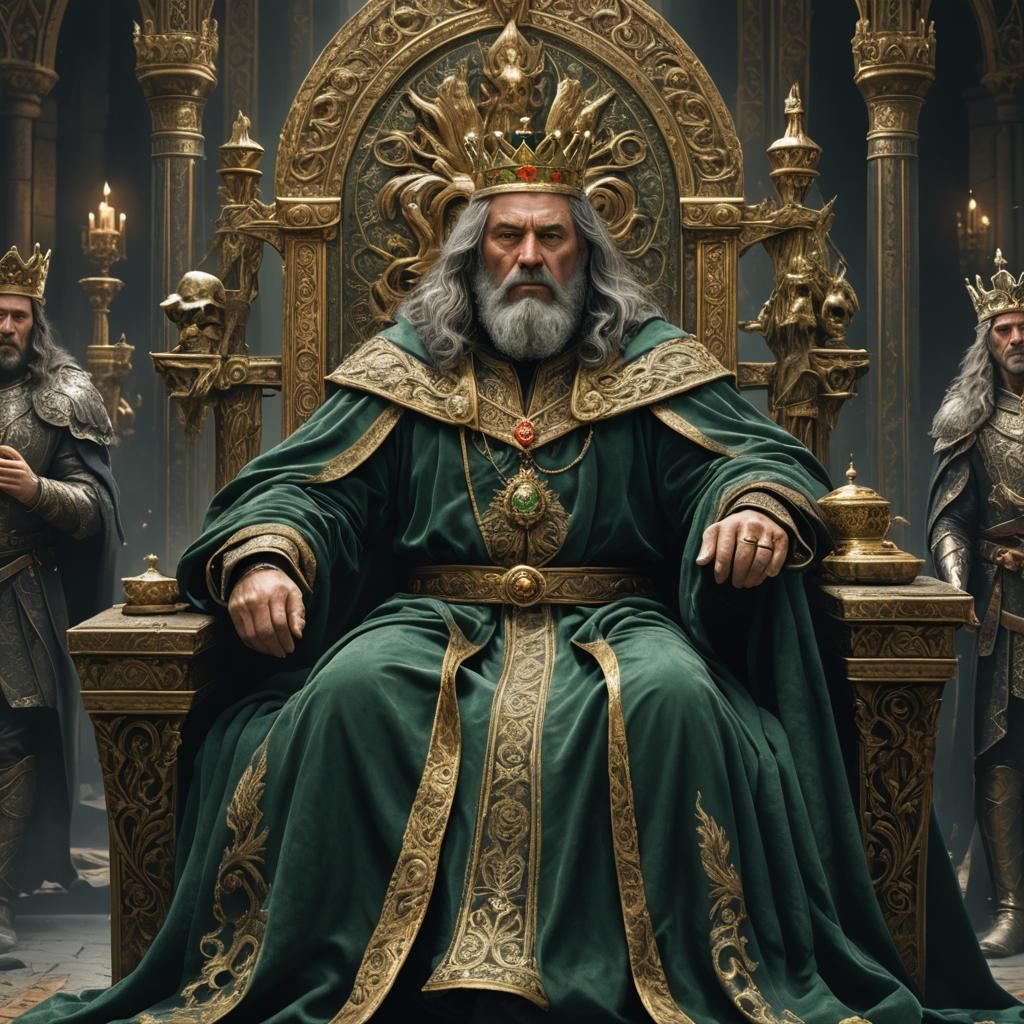 King with Golden Crown and Green Robe