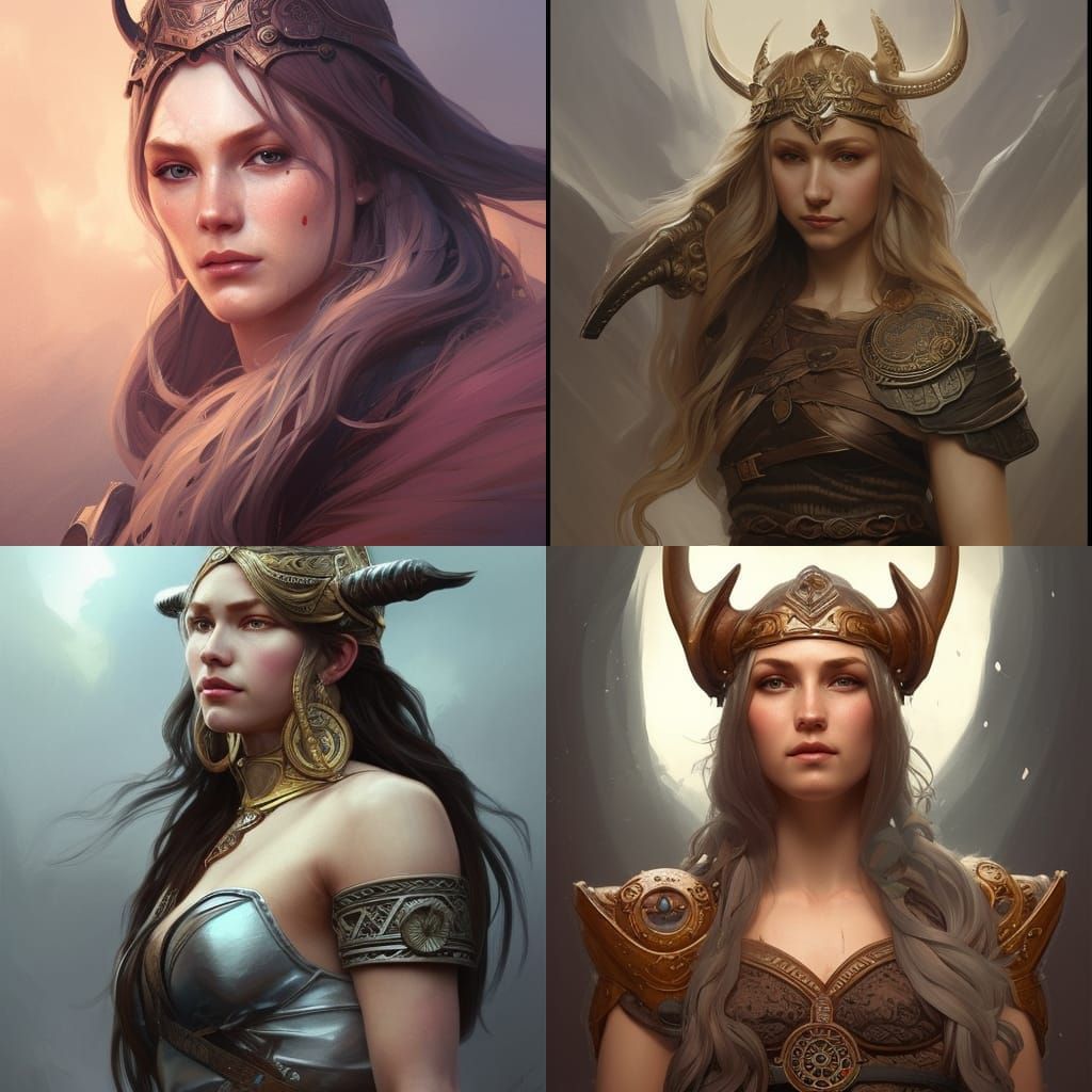 Viking Goddess Portrait in Hyperdetailed Style