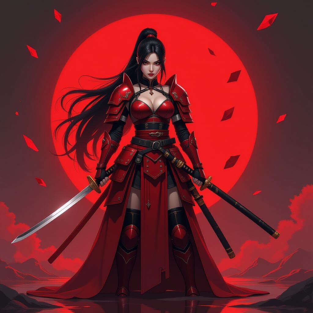 Futuristic Samurai Warrior in Anime Style