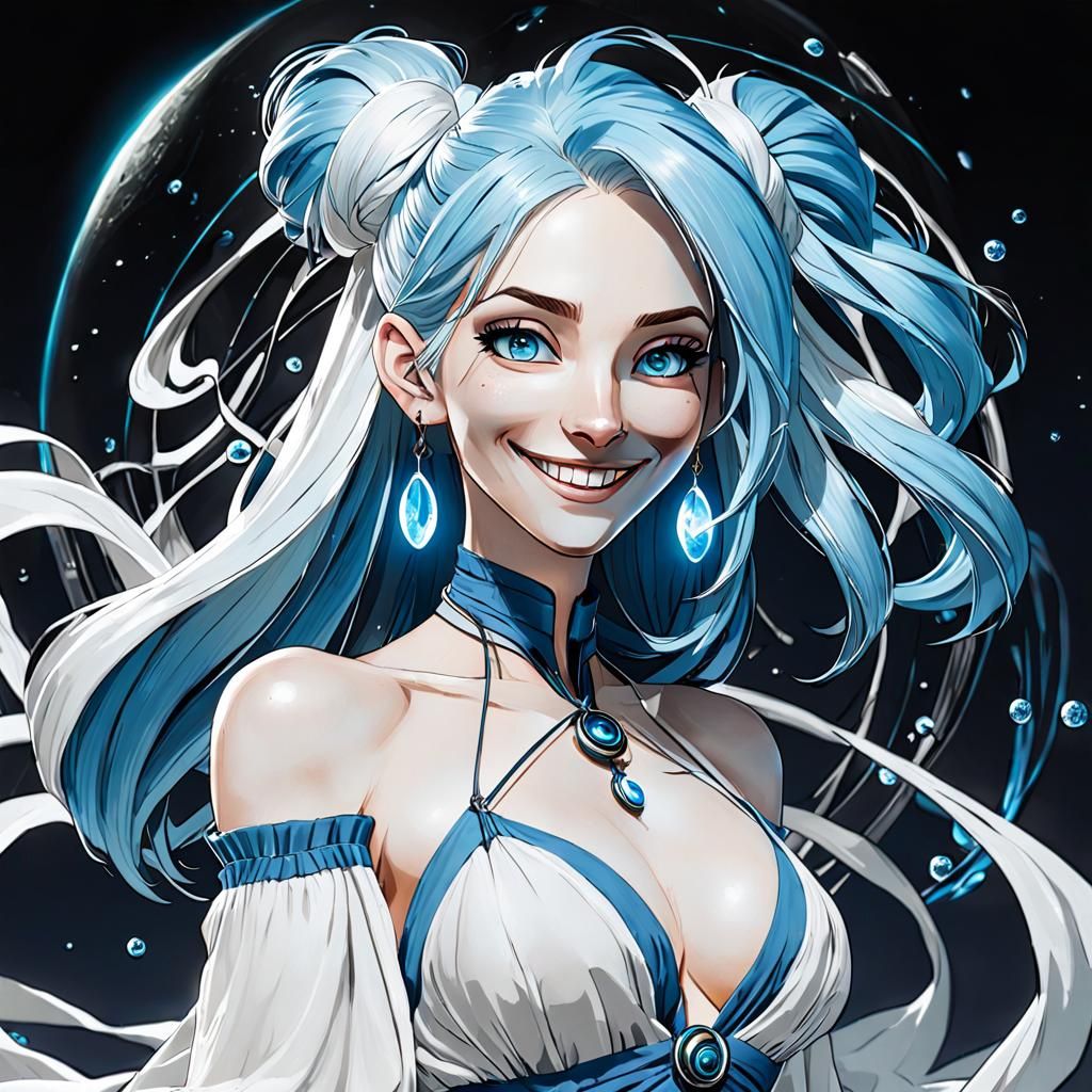 Air Genasi Sorceress with Orbs and Scepter