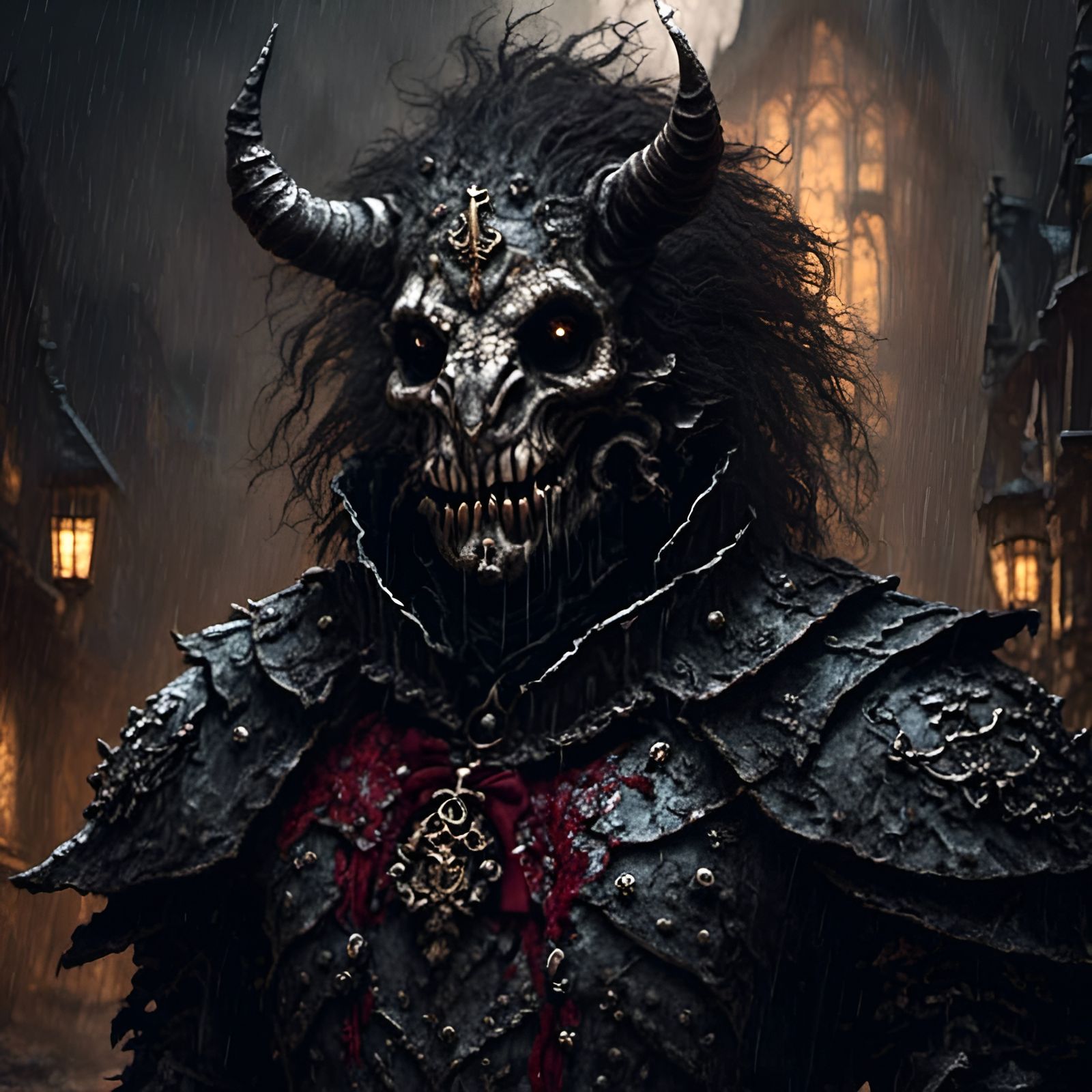 Troll Knight Portrait in Rococo Horrorcore Style