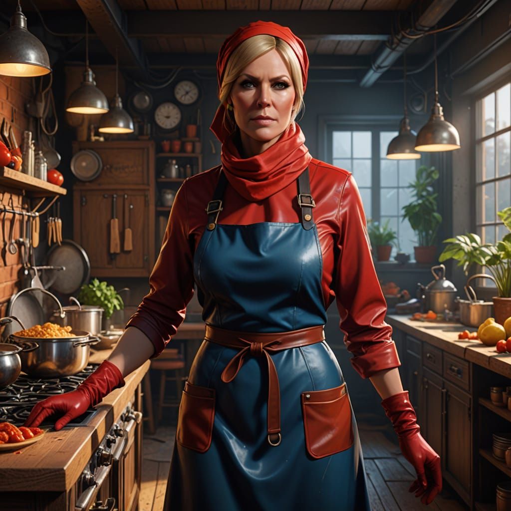 Anna-Frid Lyngstad as a Tired Charwoman in Vibrant Colors