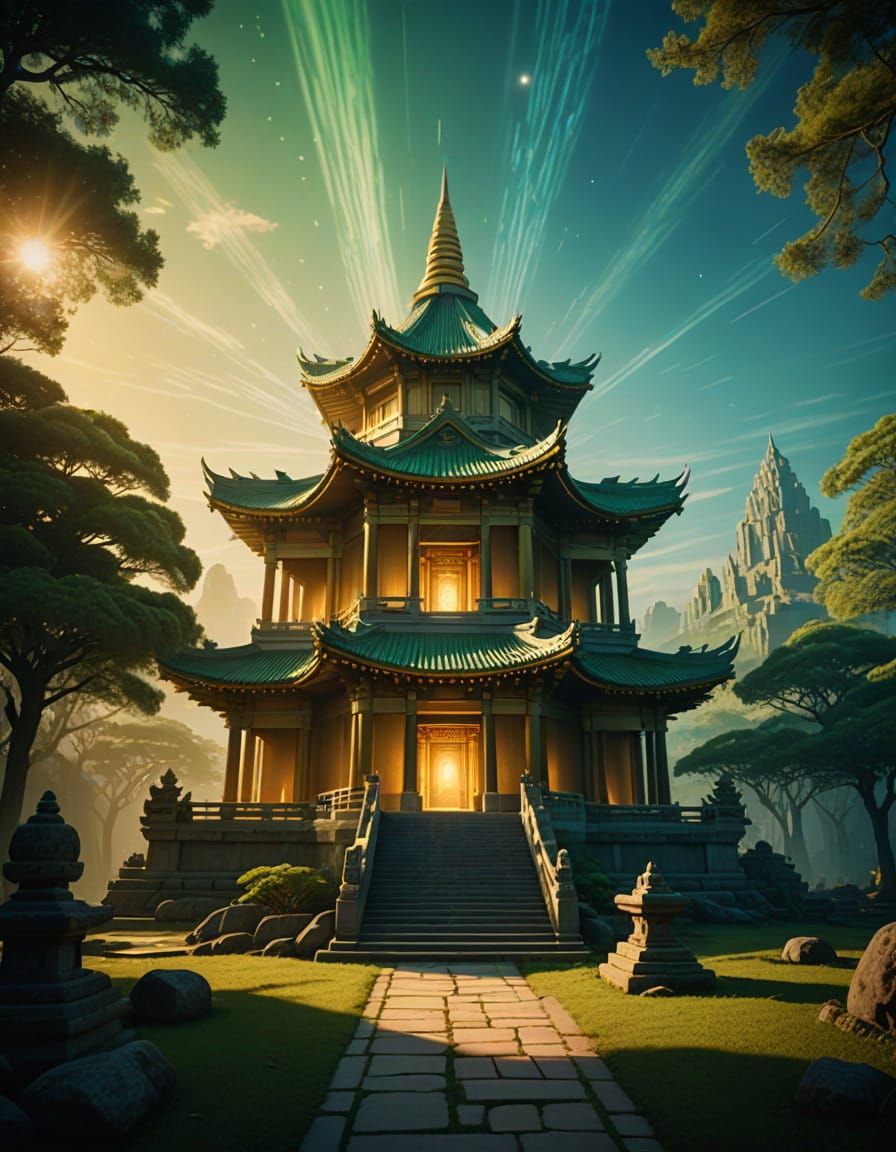 Ethereal Temple Connects Earthly and Luminous Realms in Cine...