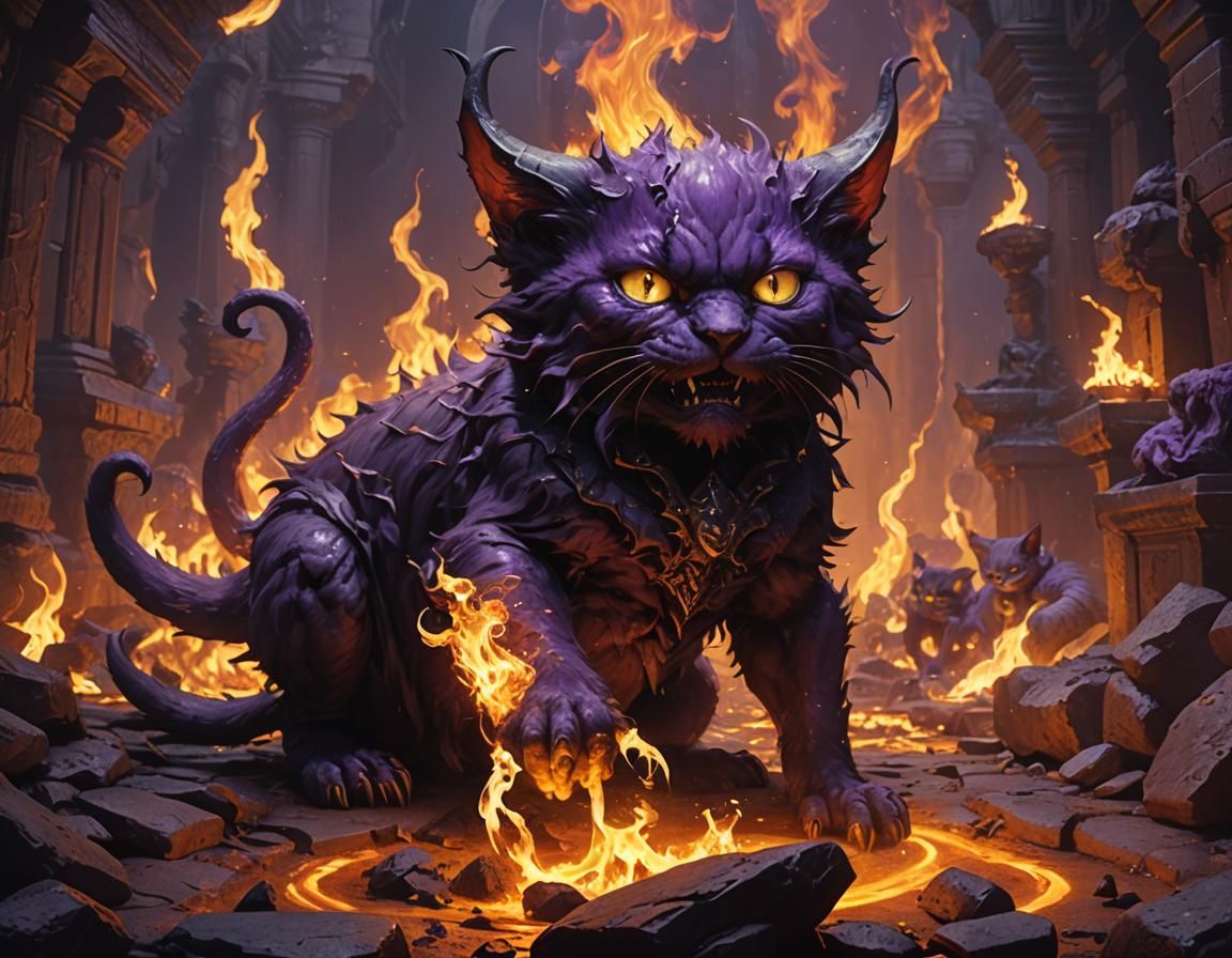 Demon's Fear: Kitten in Hell, Dark Fantasy Art