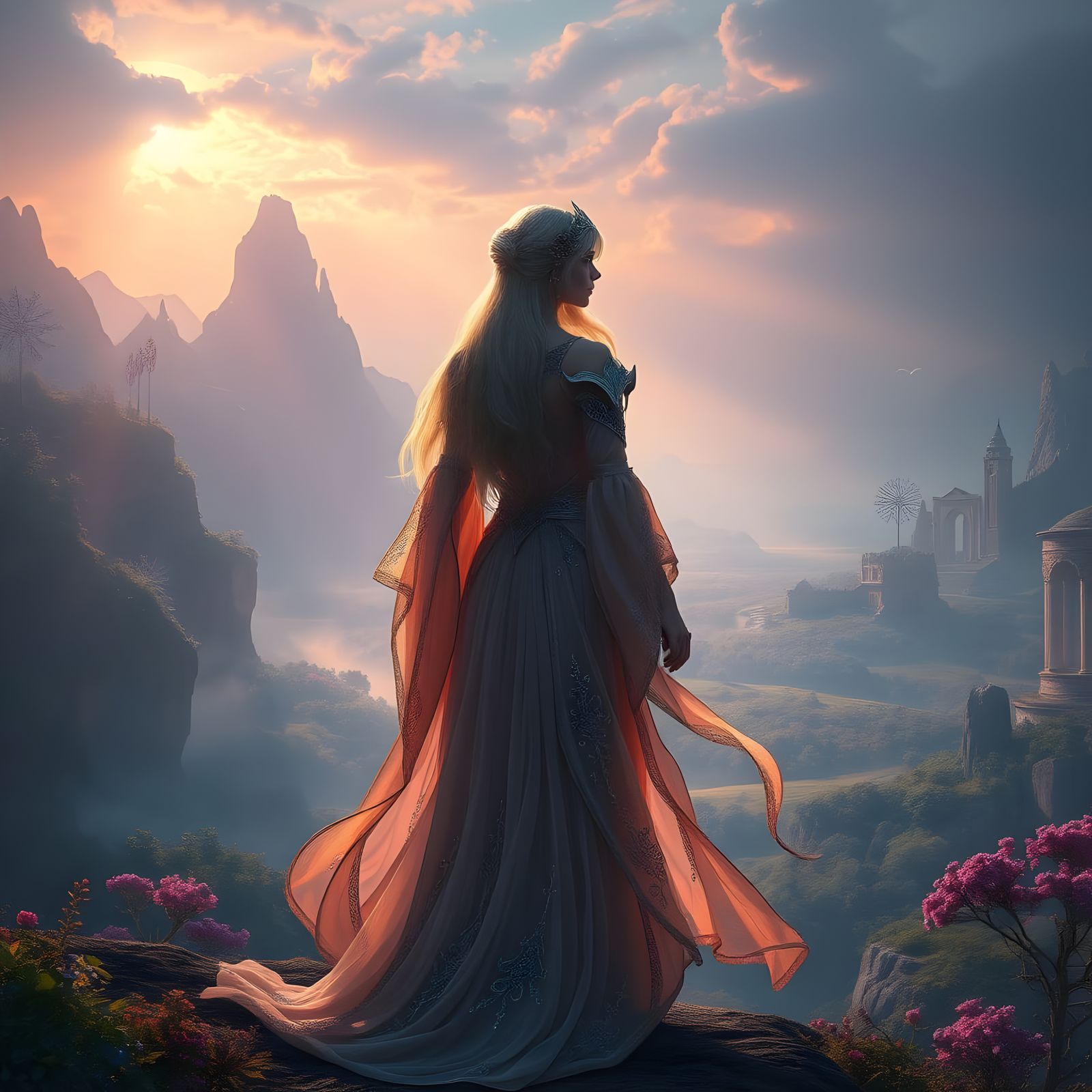 Fantastical Realm in Deep, Vibrant Hues