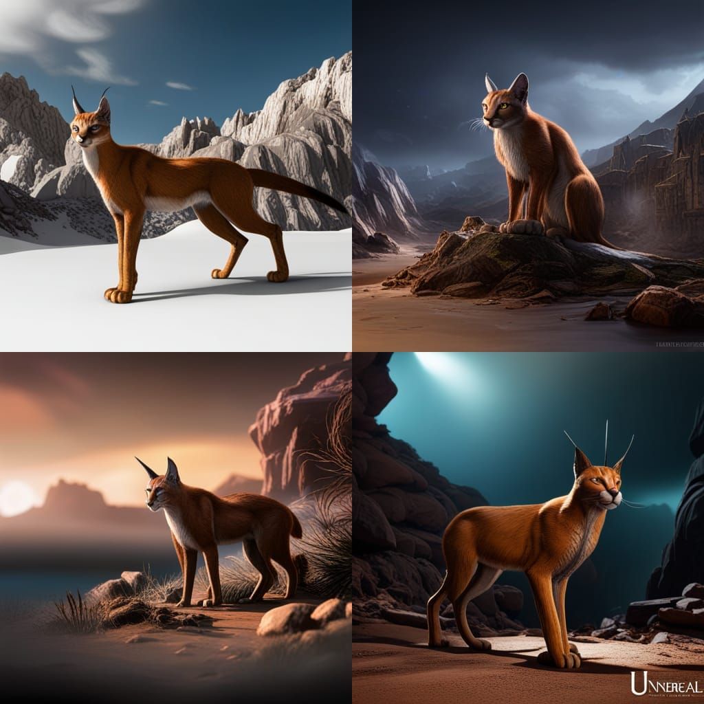 Detailed Caracal Painting in Fantasy Style