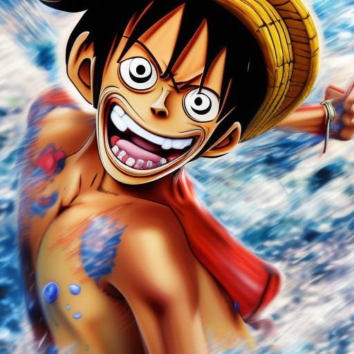 Hyperrealistic Monkey D. Luffy Splash Art