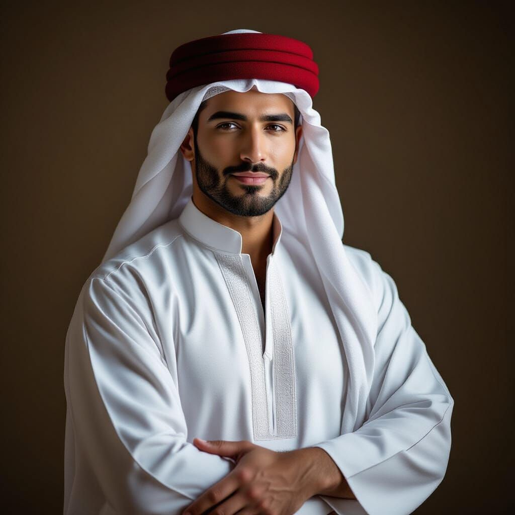Moroccan Man in Traditional Djellaba and Tarbouche