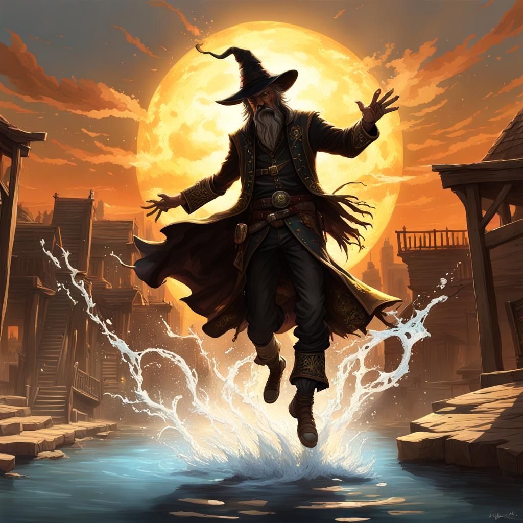 Wizard at Sunset in Hyperrealistic 3D Render