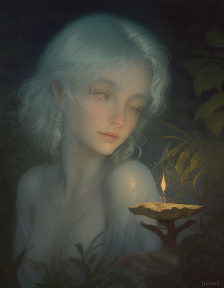 Mystical Nocturnal Scene with Ancient Fossils in Soft Focus