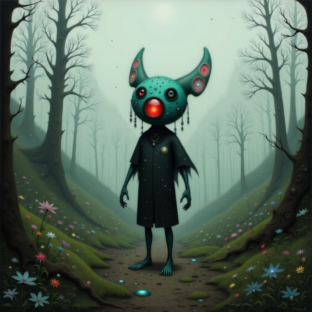 Flatwoods Monster in Dark Mystical Landscape