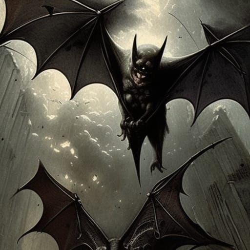 Bat Heart in Gothic Horror Style