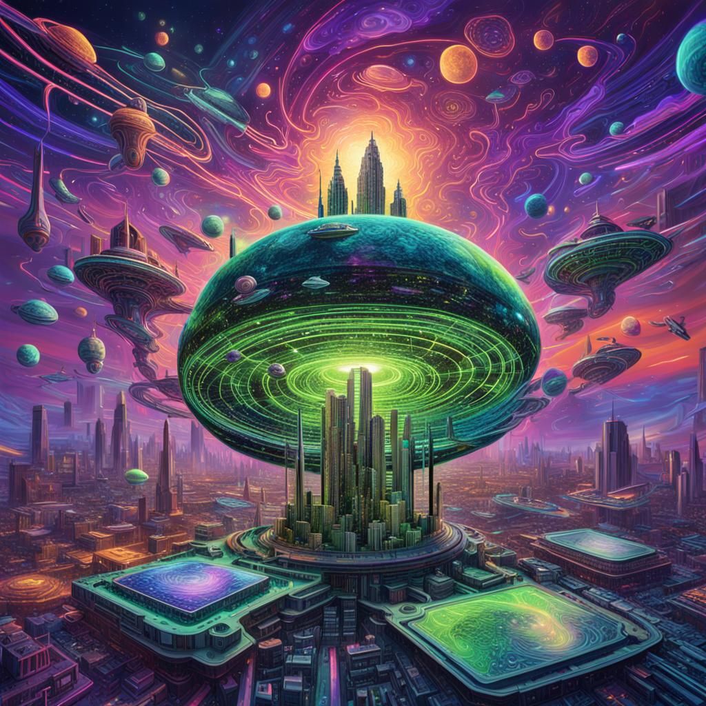 Surreal Cosmic Being Merges with Motherboard