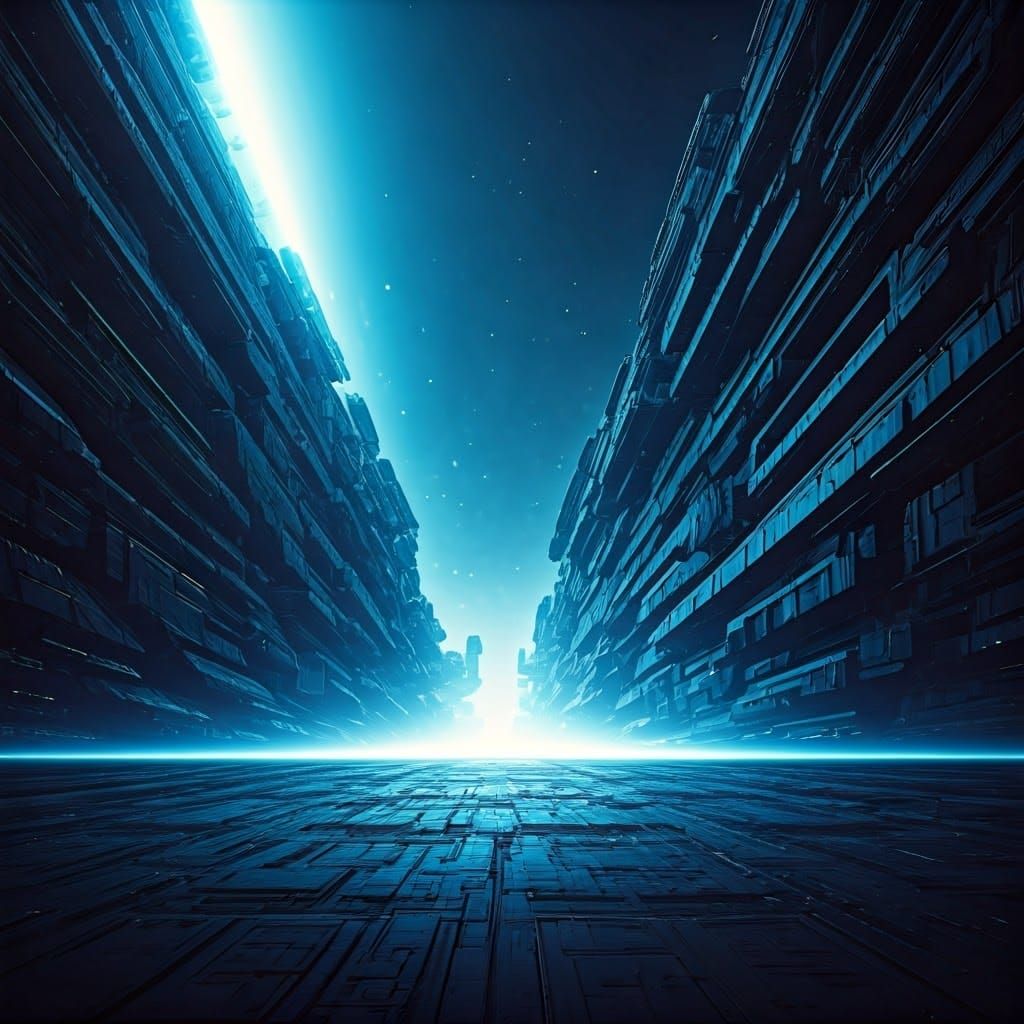 Epic Blue Landscape in Futuristic Sci-Fi Style