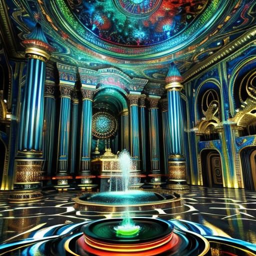 Psychedelic Surreal Fountain in 3D CGI