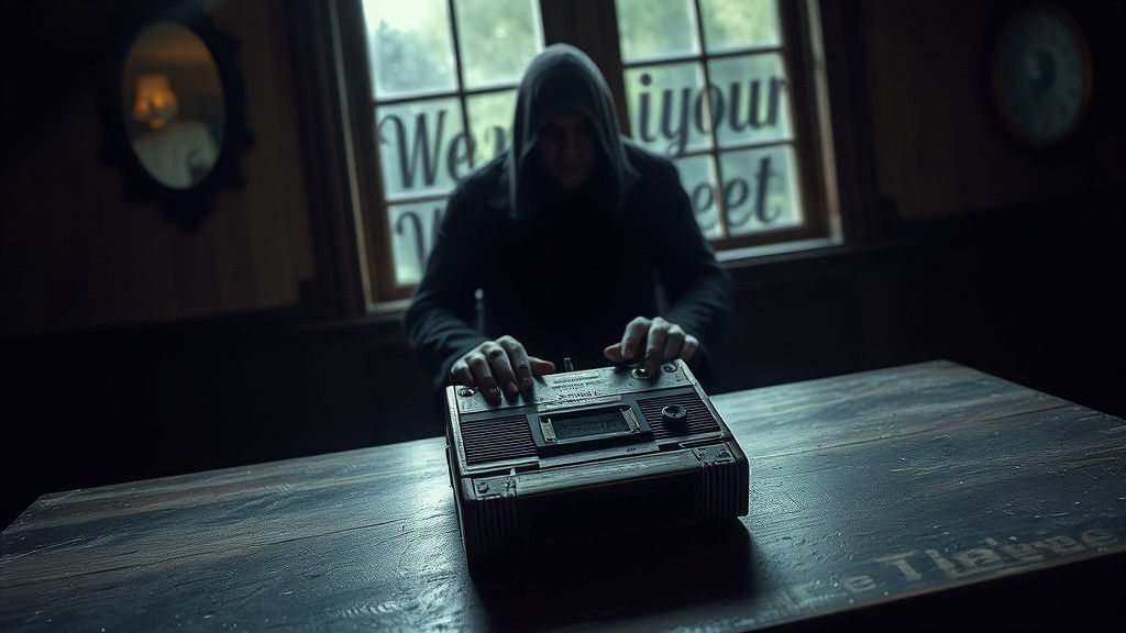 Eerie Tape Recorder in Gothic Chamber