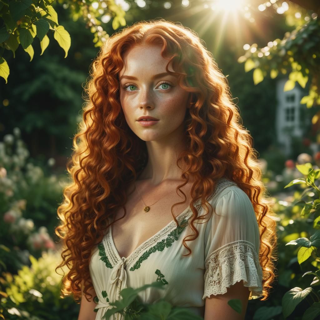 Golden Hour Portrait of Red-Haired Woman