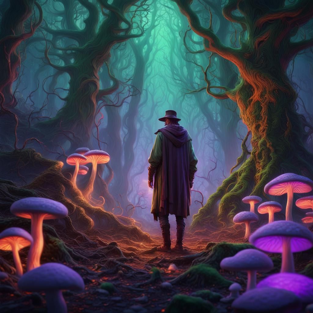Mystical Forest Wayfarer in Digital Fantasy Art