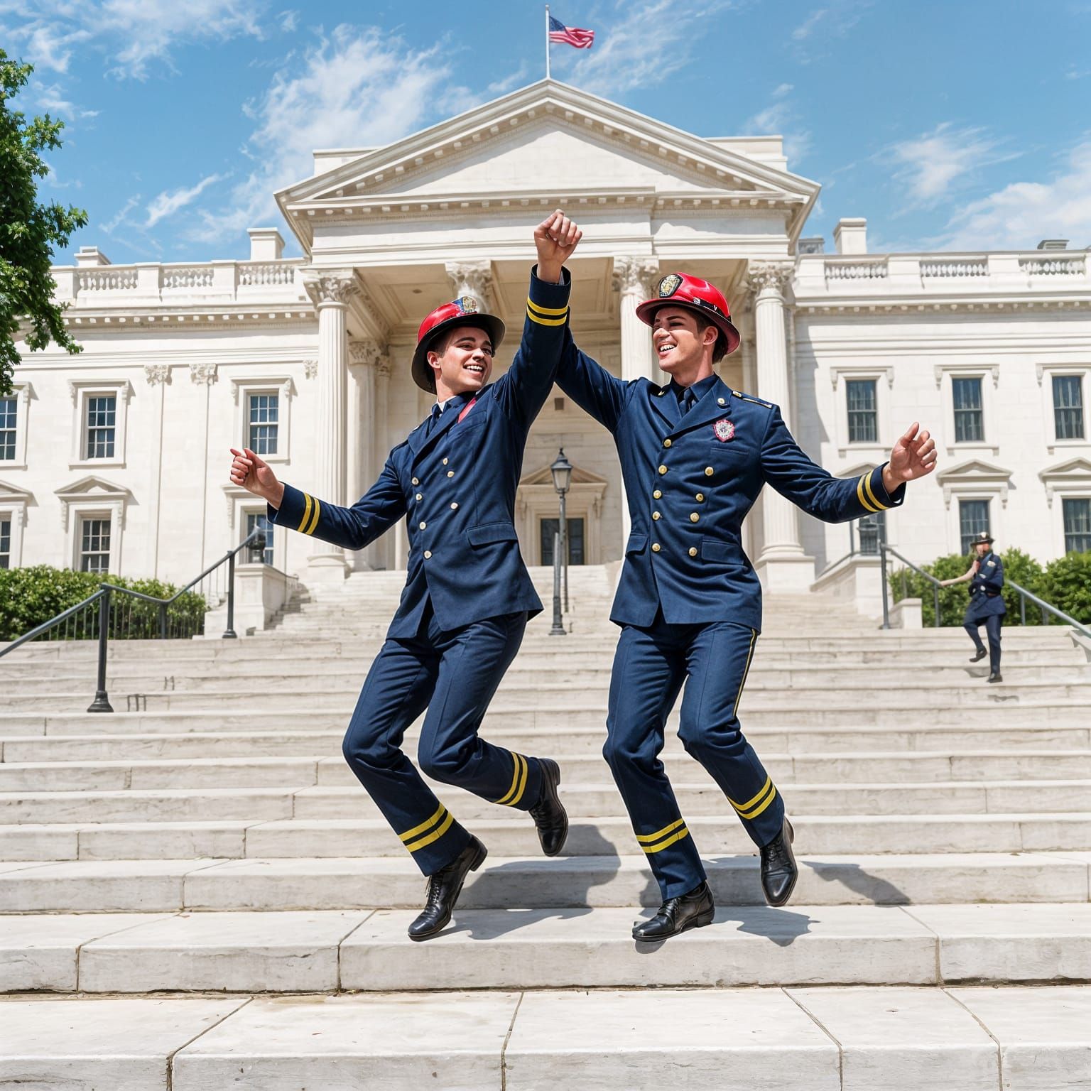 Two Handsome Firefighters Dance the Charleston on Whitehouse...