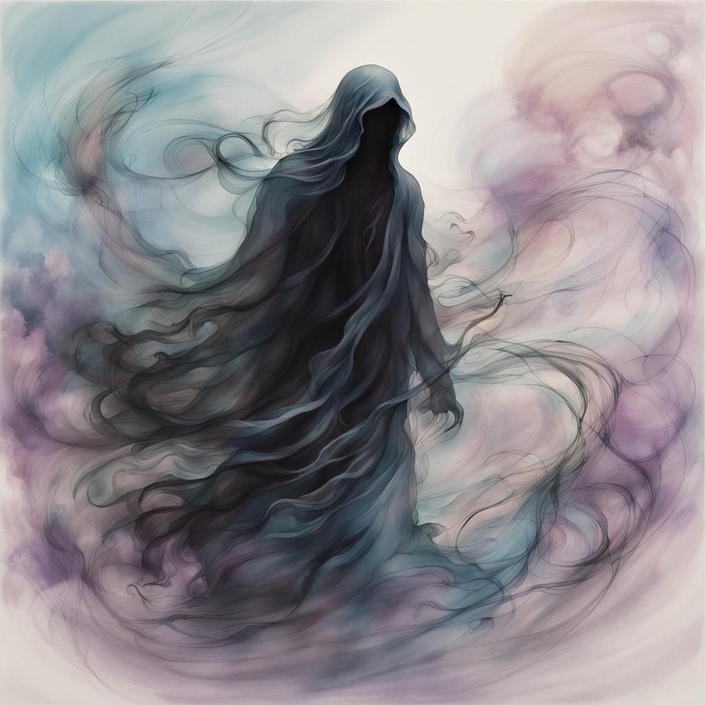Ghostly Figure Emerges from Ethereal Smoke