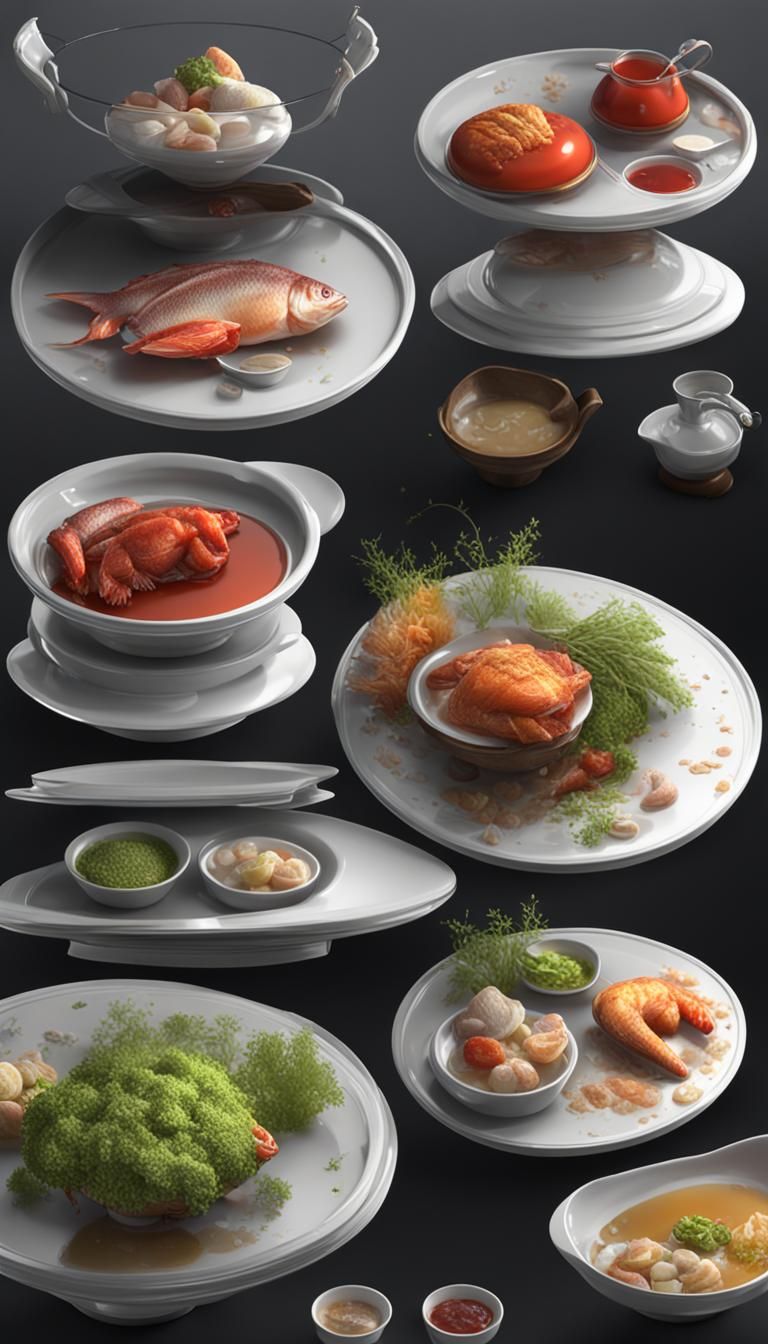 Extravagant Feast: A 3D Rendered Culinary Masterpiece