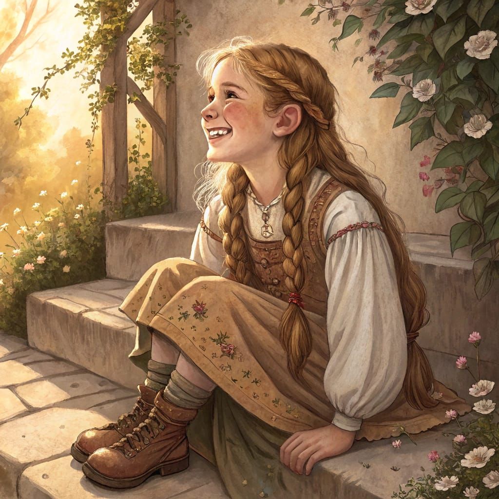 Girl with Braids in Renaissance Portrait