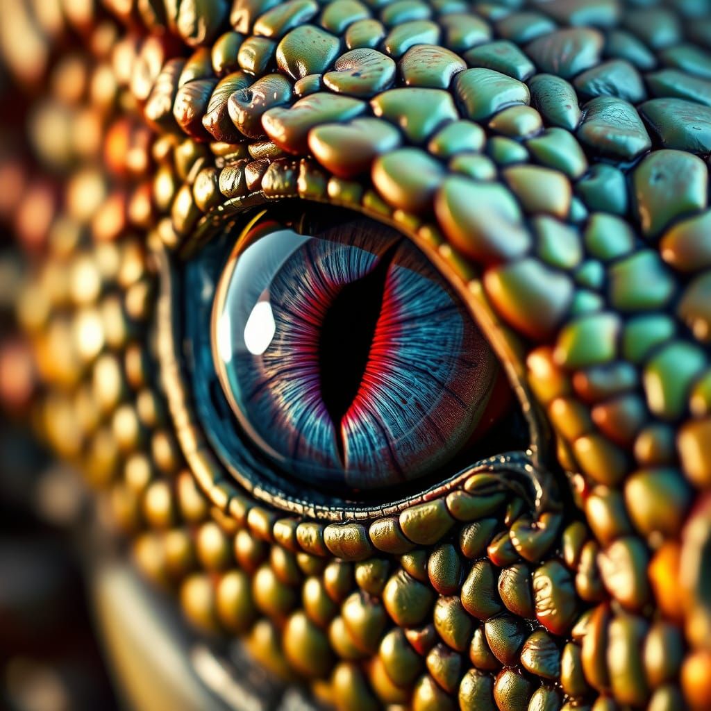 Dragon Eye Macro View in Hyperrealistic Style